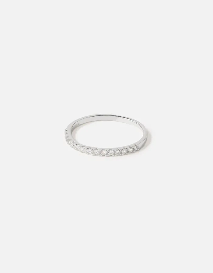 Accessorize Sterling Silver Crystal Eternity Ring White St Crystal Women Rings
