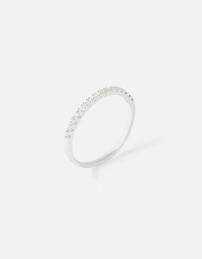 Accessorize Sterling Silver Crystal Eternity Ring White St Crystal Women Rings