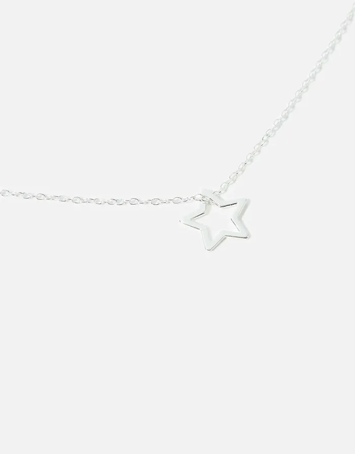 Accessorize Sterling Silver CutOut Star Pendant Necklace Women Necklaces