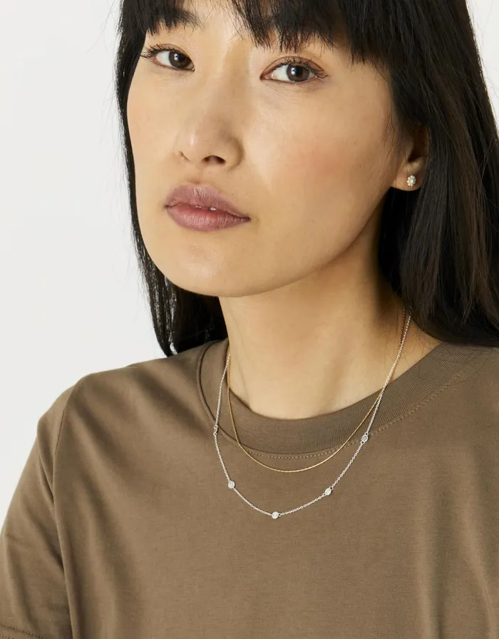 Accessorize Sterling Silver Disc Station Necklace Women Necklaces