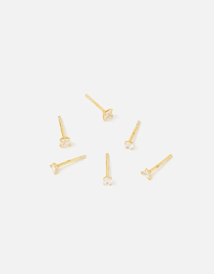 Accessorize Sterling Silver GoldPlated Crystal Stud Set Women Earrings