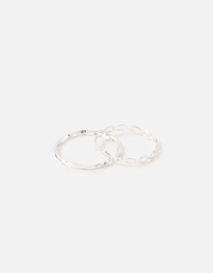 Accessorize Sterling Silver Link And Twist Ring Twinset Silver St Silver Women Rings