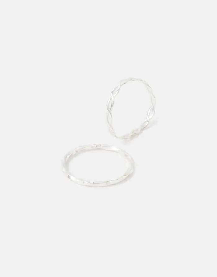 Accessorize Sterling Silver Link And Twist Ring Twinset Silver St Silver Women Rings