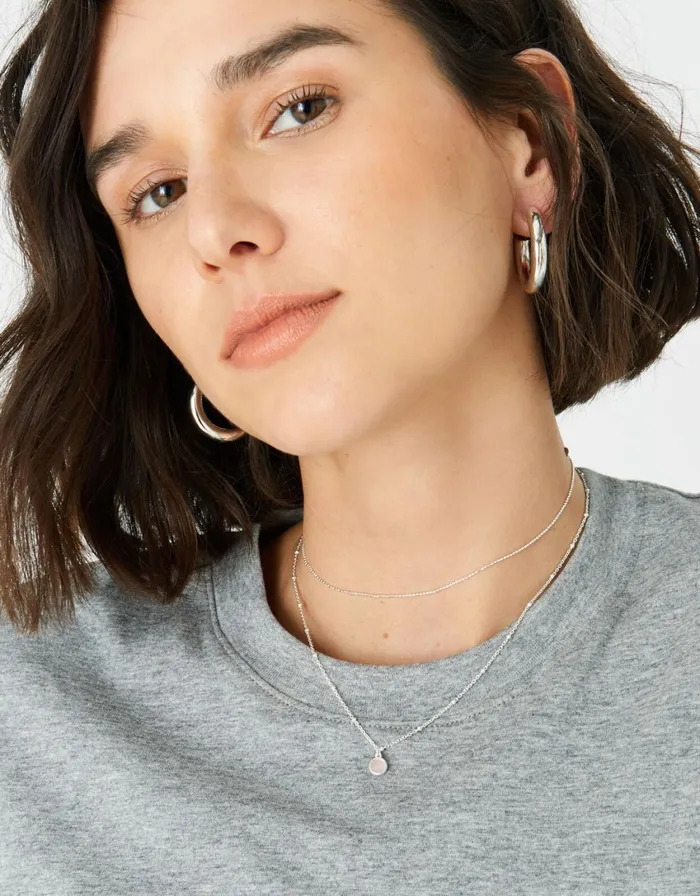 Accessorize Sterling Silver Rose Quartz Pendant Necklace Women Necklaces