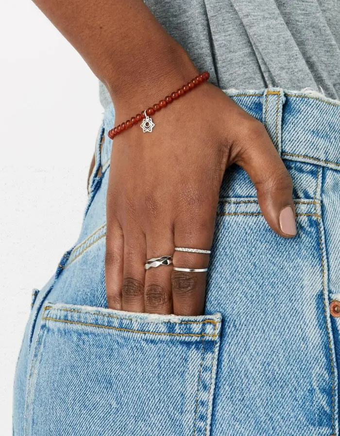 Accessorize Sterling Silver Sacral Chakra Bracelet With Carnelian Women Bracelets