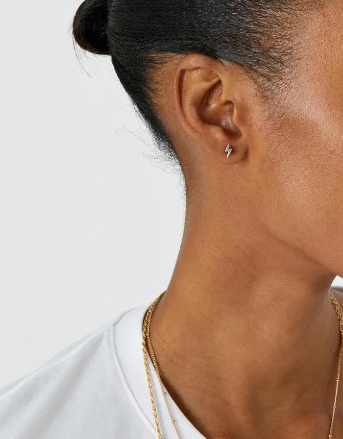 Accessorize Sterling Silver Single Lightning Bolt Stud Women Earrings