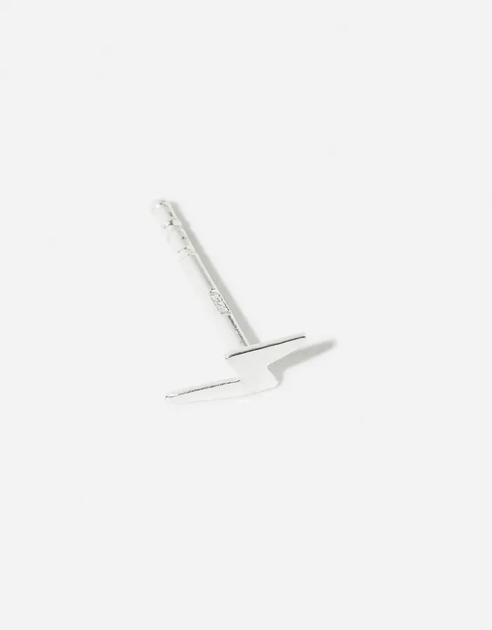 Accessorize Sterling Silver Single Lightning Bolt Stud Women Earrings