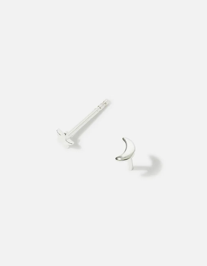 Accessorize Sterling Silver Star And Moon Stud Earrings Women Earrings