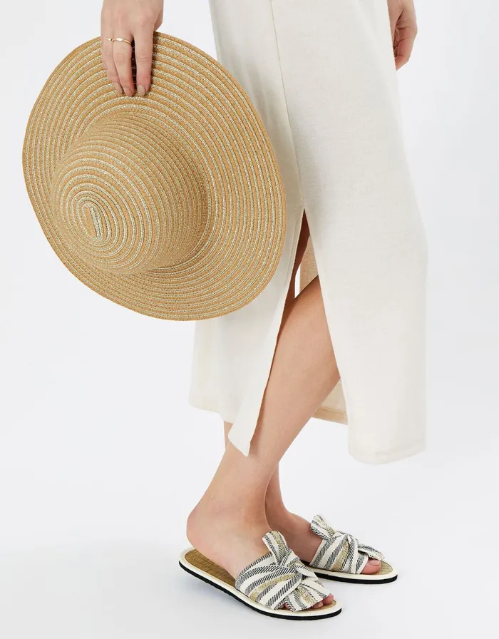 Accessorize Stripe Perth Seagrass Sliders Multi Darksmulti Women Sandals and Flip Flops