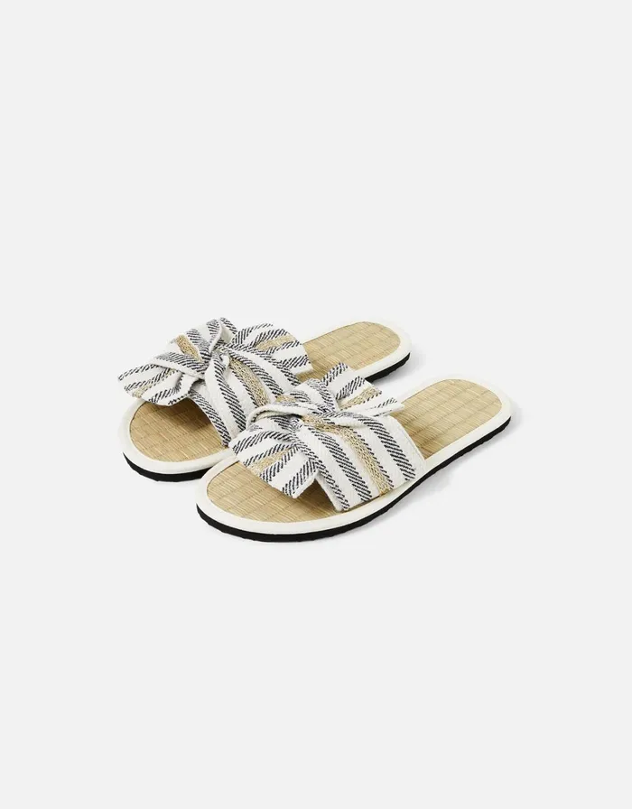 Accessorize Stripe Perth Seagrass Sliders Multi Darksmulti Women Sandals and Flip Flops