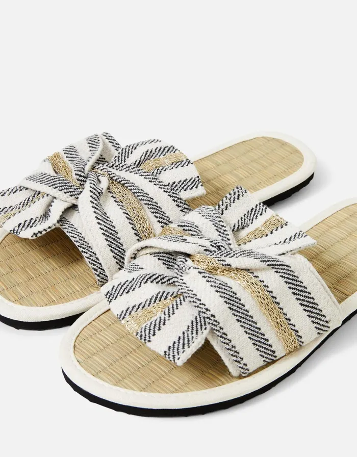 Accessorize Stripe Perth Seagrass Sliders Multi Darksmulti Women Sandals and Flip Flops