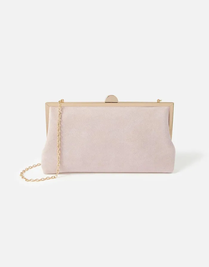 Accessorize Suedette Clipframe Clutch Bag Nude Nude Women Clutch Bags