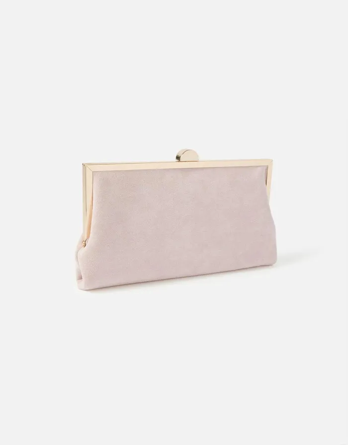 Accessorize Suedette Clipframe Clutch Bag Nude Nude Women Clutch Bags