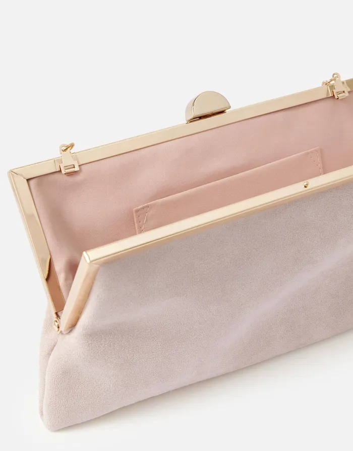 Accessorize Suedette Clipframe Clutch Bag Nude Nude Women Clutch Bags