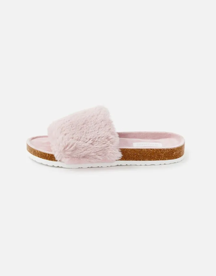 Accessorize Symone Fluffy Slider Slippers Pink Pink Women Slippers