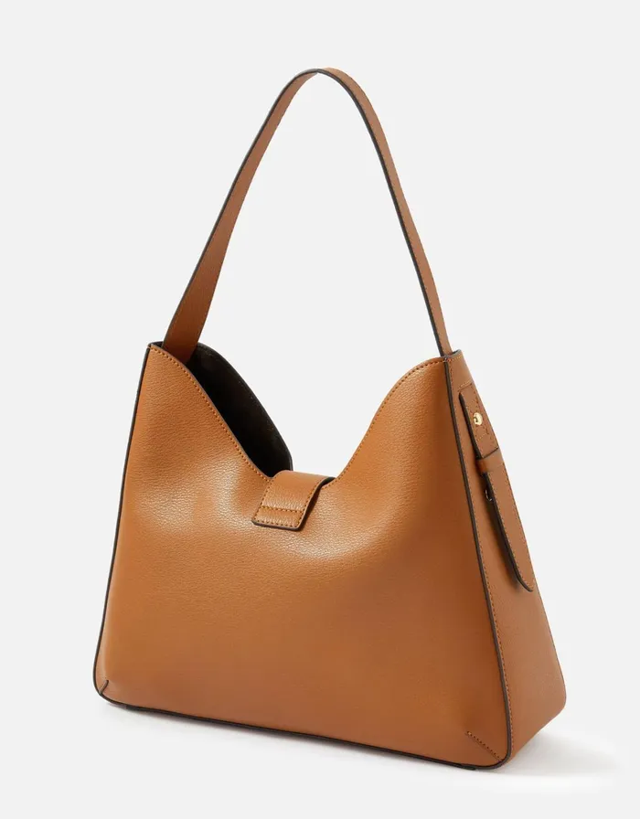 Accessorize Talia Large Twistlock Shoulder Bag Tan Tan Women Shoulder Bags