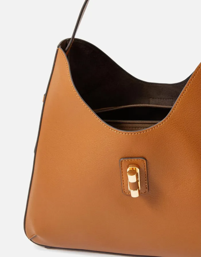 Accessorize Talia Large Twistlock Shoulder Bag Tan Tan Women Shoulder Bags
