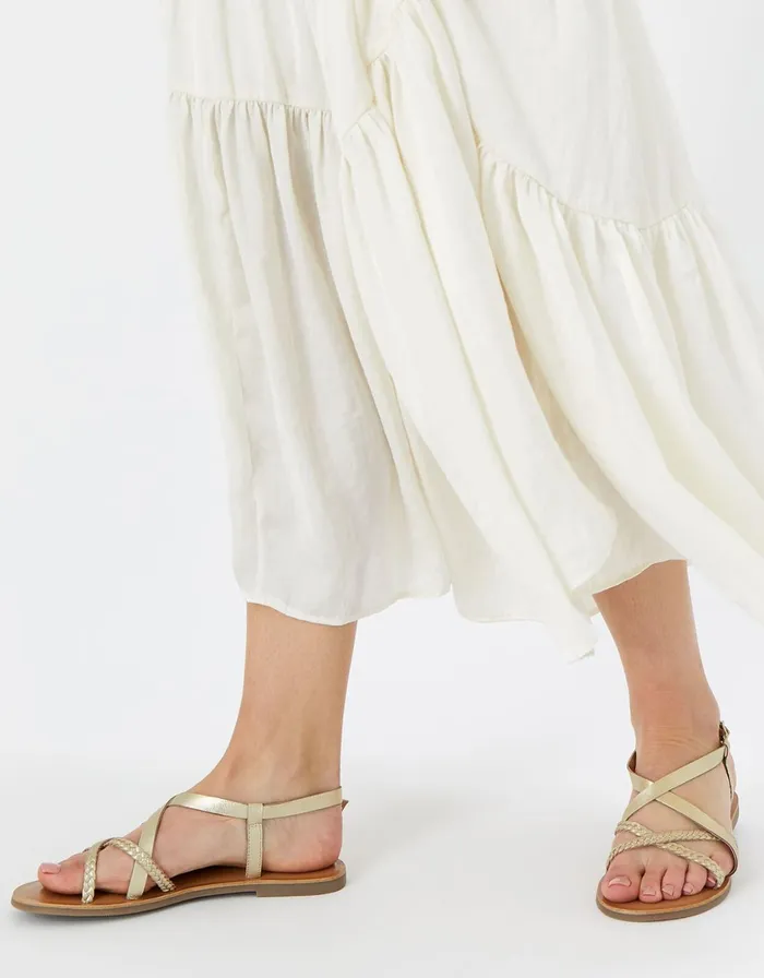 Accessorize Tuscan Leather Plaited Sandals Gold Gold Women Sandals and Flip Flops