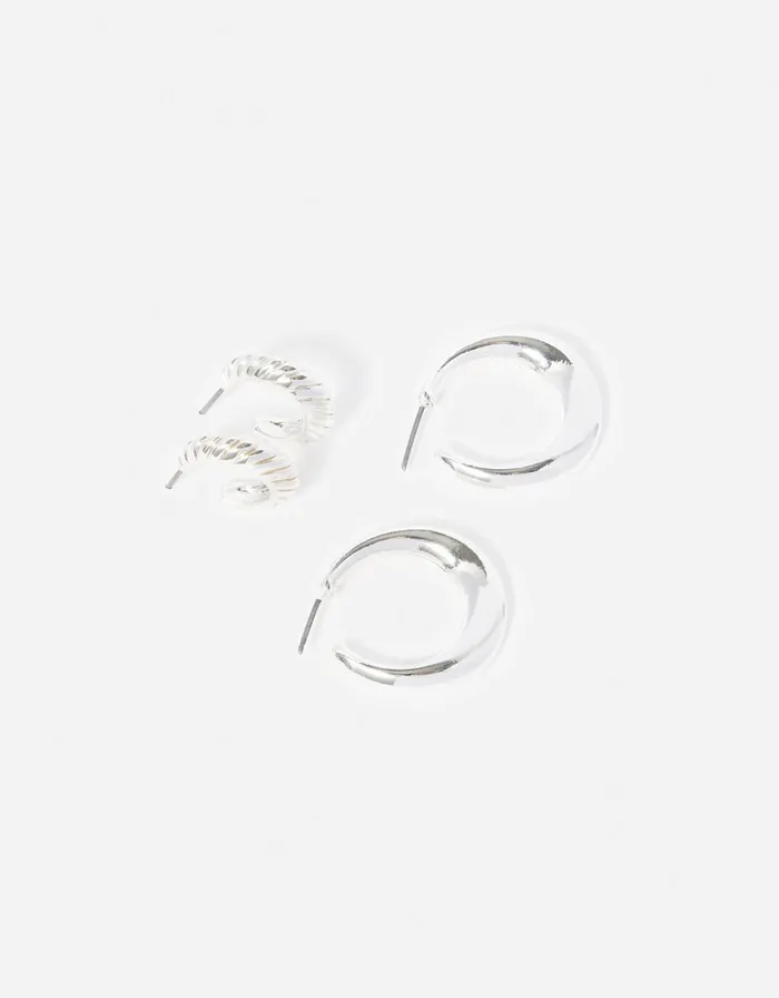 Accessorize Twisted And Huggie Chunky Hoops Women Earrings