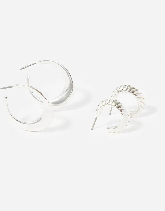 Accessorize Twisted And Huggie Chunky Hoops Women Earrings