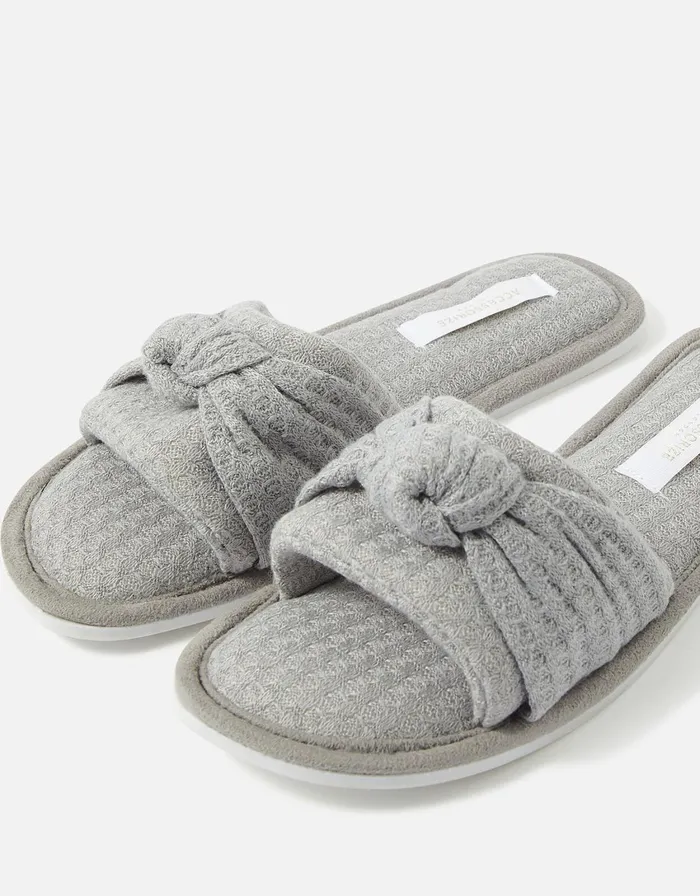 Accessorize Waffle Twist Mules Grey Grey Women Slippers