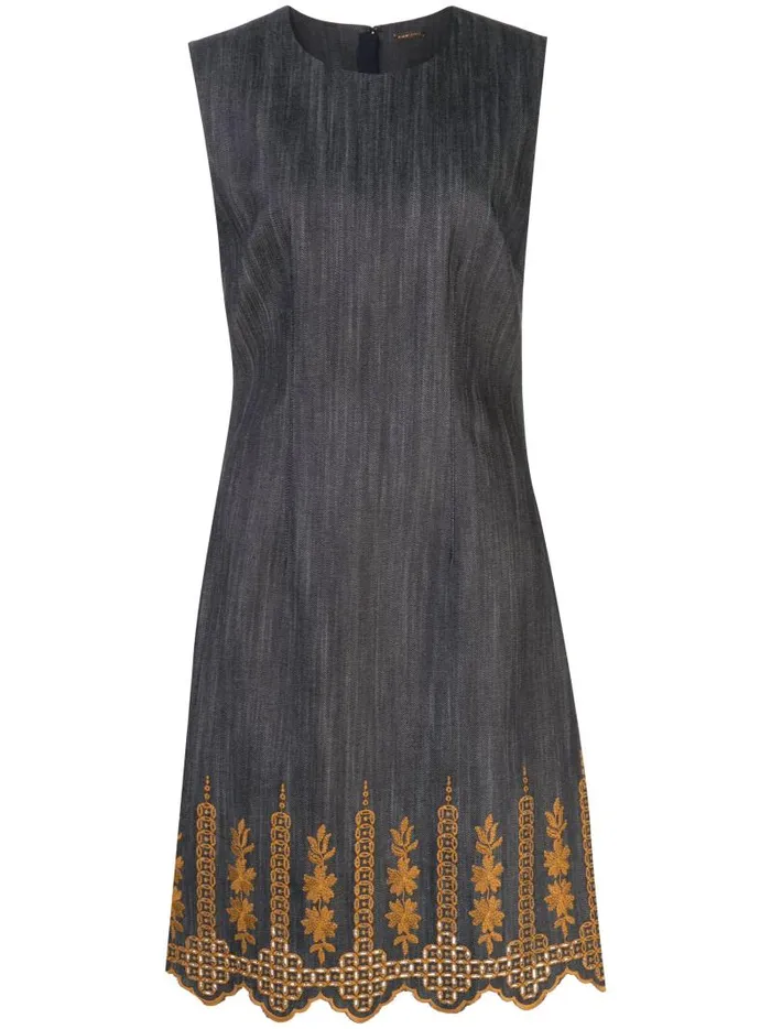 Adam Lippes Dresses and Jumpsuits Sheath Dress In Broderie Anglaise Indigo Gold 8211 Women