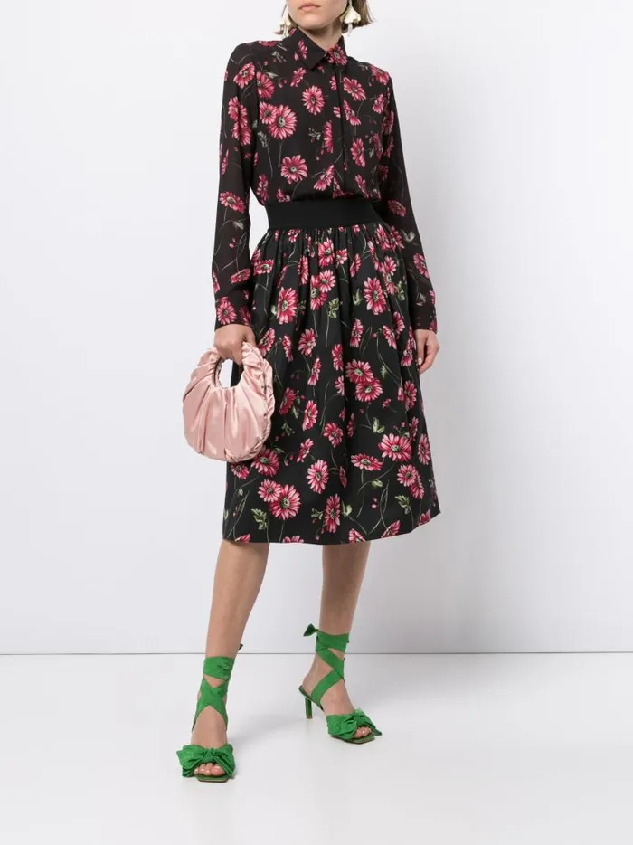 Adam Lippes Tops Menwear Shirt In Printed Georgette Black Daisy 8211 Women
