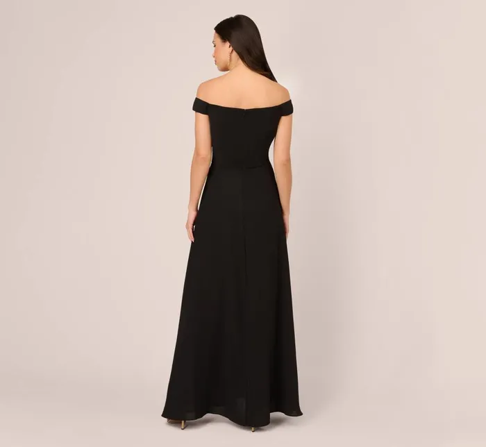 Adrianna Papell Day Dresses Colorblock Off The Shoulder Wide Leg Jumpsuit In Black Ivory 8211 Women