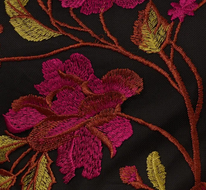 Adrianna Papell Day Dresses Floral Embroidered Midi Dress With Sheer Hem In Pink Black 8211 Women
