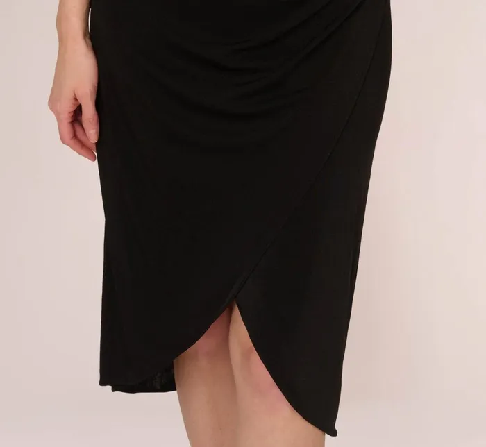 Adrianna Papell Day Dresses Halter Cocktail Dress With Faux Wrap Skirt In Black 8211 Women