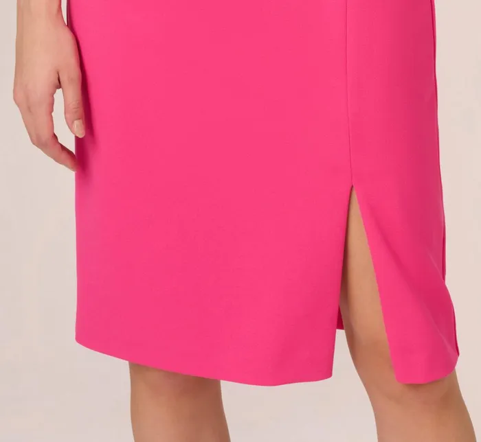 Adrianna Papell Day Dresses Knit Crepe Sleeveless Midi Dress With Asymmetrical Neckline In Electric Pink 8211 Women