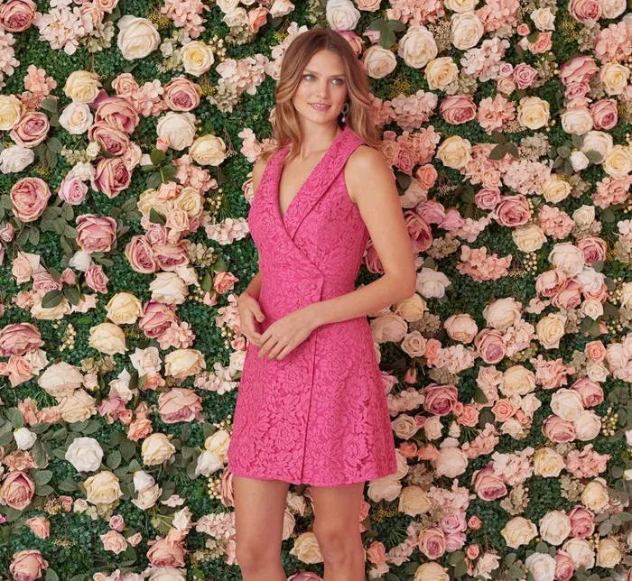 Adrianna Papell Day Dresses Lace Tuxedo Dress With Faux Wrap Details In Petunia 8211 Women Adrianna Papell Day Dresses Lace Tuxedo Dress With Faux Wrap Details In Petunia 8211 Women