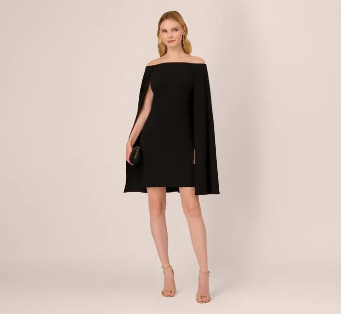 Adrianna Papell Day Dresses Off The Shoulder Cape Dress In Black 8211 Women
