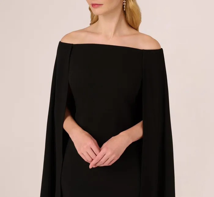 Adrianna Papell Day Dresses Off The Shoulder Cape Dress In Black 8211 Women