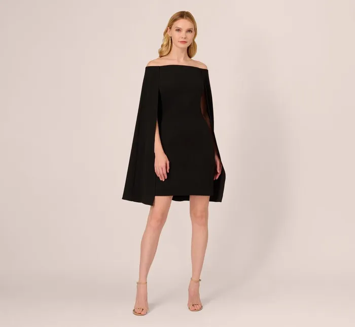 Adrianna Papell Day Dresses Off The Shoulder Cape Dress In Black 8211 Women