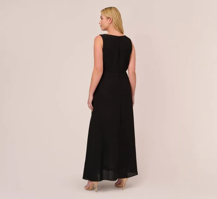 Adrianna Papell Day Dresses Plus Size Colorblock Jumpsuit With Skirt Overlay In Black Ivory 8211 Women