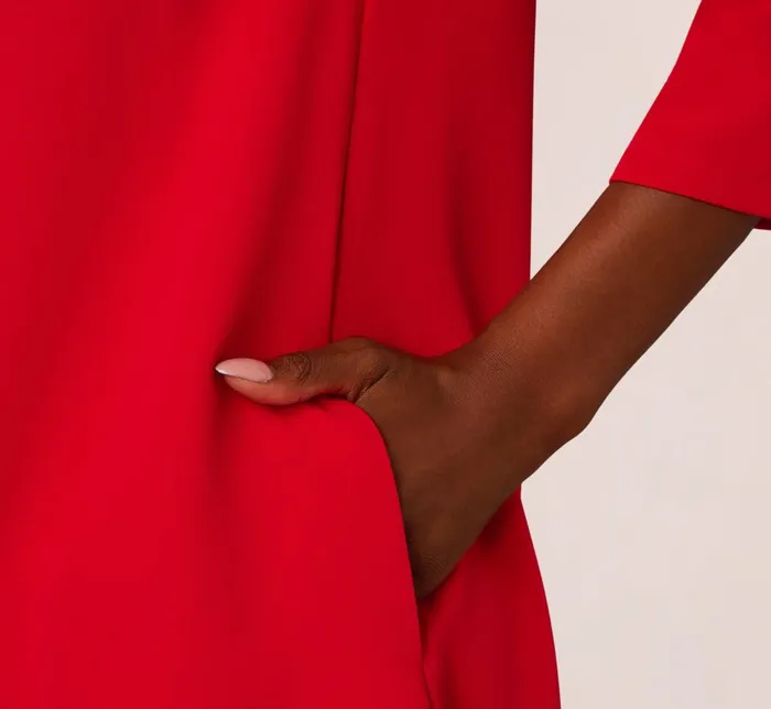 Adrianna Papell Day Dresses Ruffle Mock Neck A Line Shift Dress In Red 8211 Women