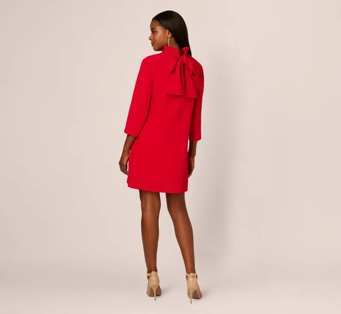 Adrianna Papell Day Dresses Ruffle Mock Neck A Line Shift Dress In Red 8211 Women