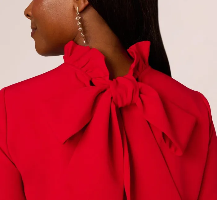 Adrianna Papell Day Dresses Ruffle Mock Neck A Line Shift Dress In Red 8211 Women