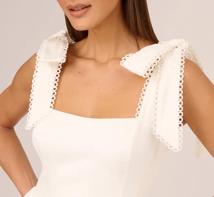 Adrianna Papell Day Dresses Short Bubble Dress With Bow Tie Straps In White 8211 Women