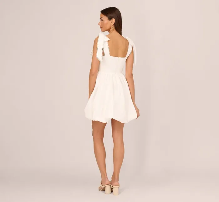 Adrianna Papell Day Dresses Short Bubble Dress With Bow Tie Straps In White 8211 Women