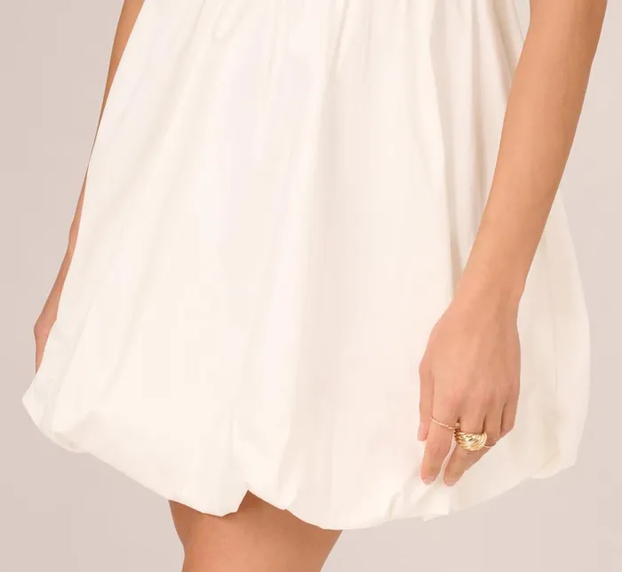 Adrianna Papell Day Dresses Short Bubble Dress With Bow Tie Straps In White 8211 Women
