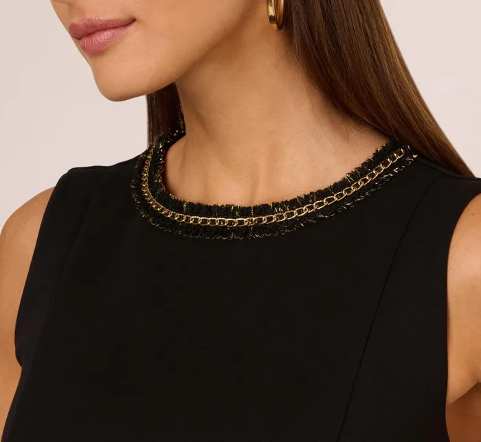 Adrianna Papell Day Dresses Sleeveless Scuba A Line Dress With Tweet Accents In Black 8211 Women