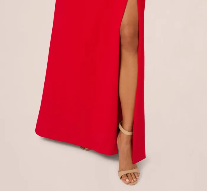 Adrianna Papell Formal Dresses Bow Front Crepe Gown In Super Red 8211 Women