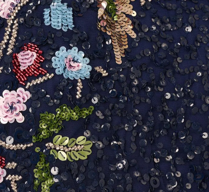 Adrianna Papell Formal Dresses Multicolor Floral Beaded Mermaid Gown With Dolman Sleeves In Midnight Multi 8211 Women