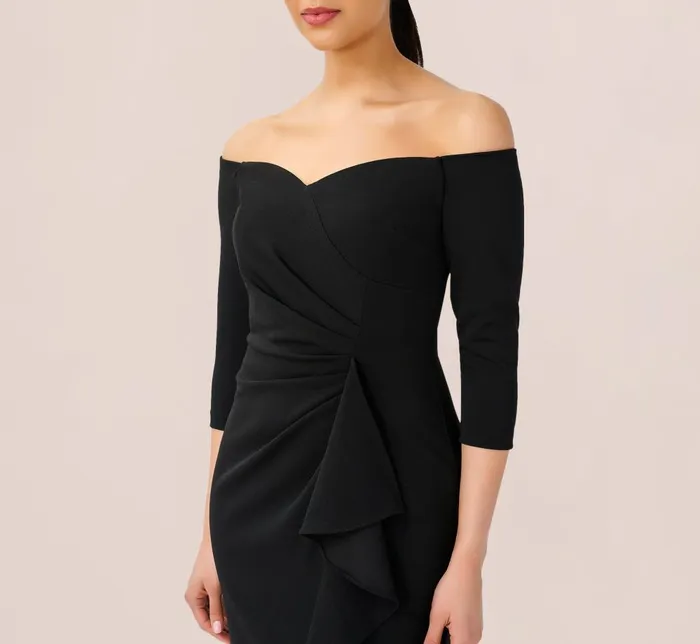 Adrianna Papell Formal Dresses Off The Shoulder Dress With Cascading Ruffle Detail In Black 8211 Women