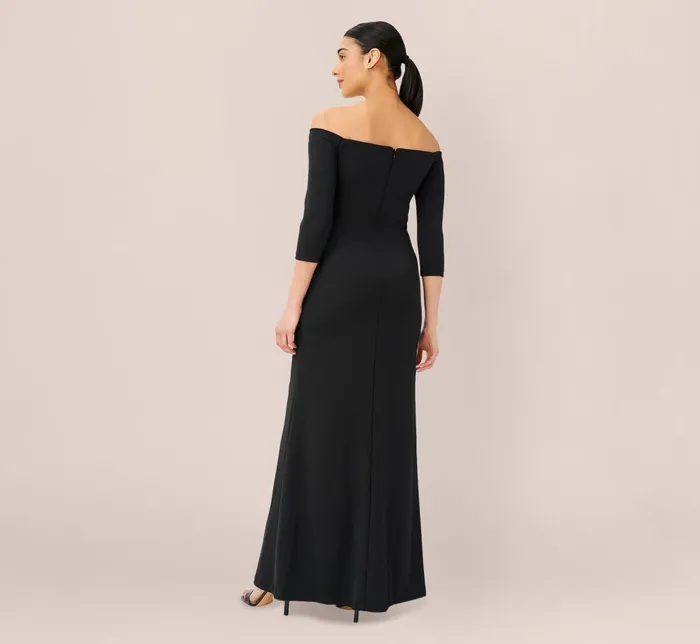 Adrianna Papell Formal Dresses Off The Shoulder Dress With Cascading Ruffle Detail In Black 8211 Women