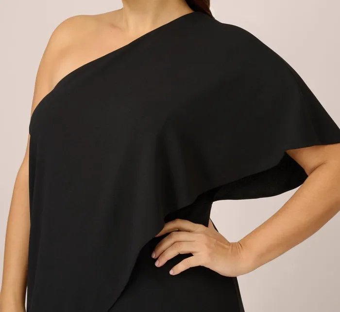 Adrianna Papell Formal Dresses Plus Size Flutter One Shoulder Jumpsuit In Black 8211 Women