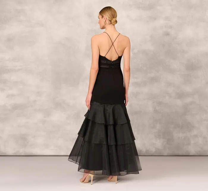 Adrianna Papell Formal Dresses Tiered Trumpet Dress With Ruffles In Black 8211 Women