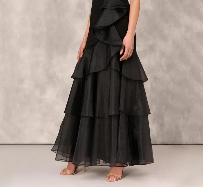 Adrianna Papell Formal Dresses Tiered Trumpet Dress With Ruffles In Black 8211 Women